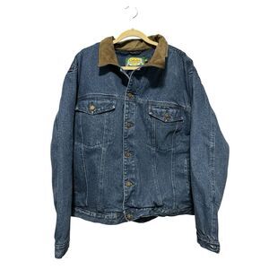 CABELA'S MENS‎ VTG FLANNEL LINED DENIM JEAN TRUCKER JACKET CHORE COAT 2XL